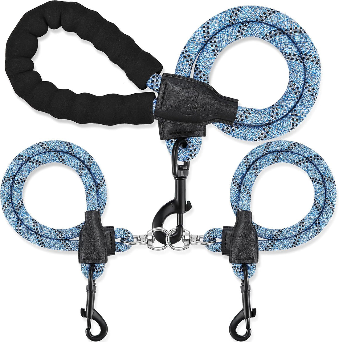 Double Dog Leash, No Tangle, Detachable360° Swivel, Reflective Strip