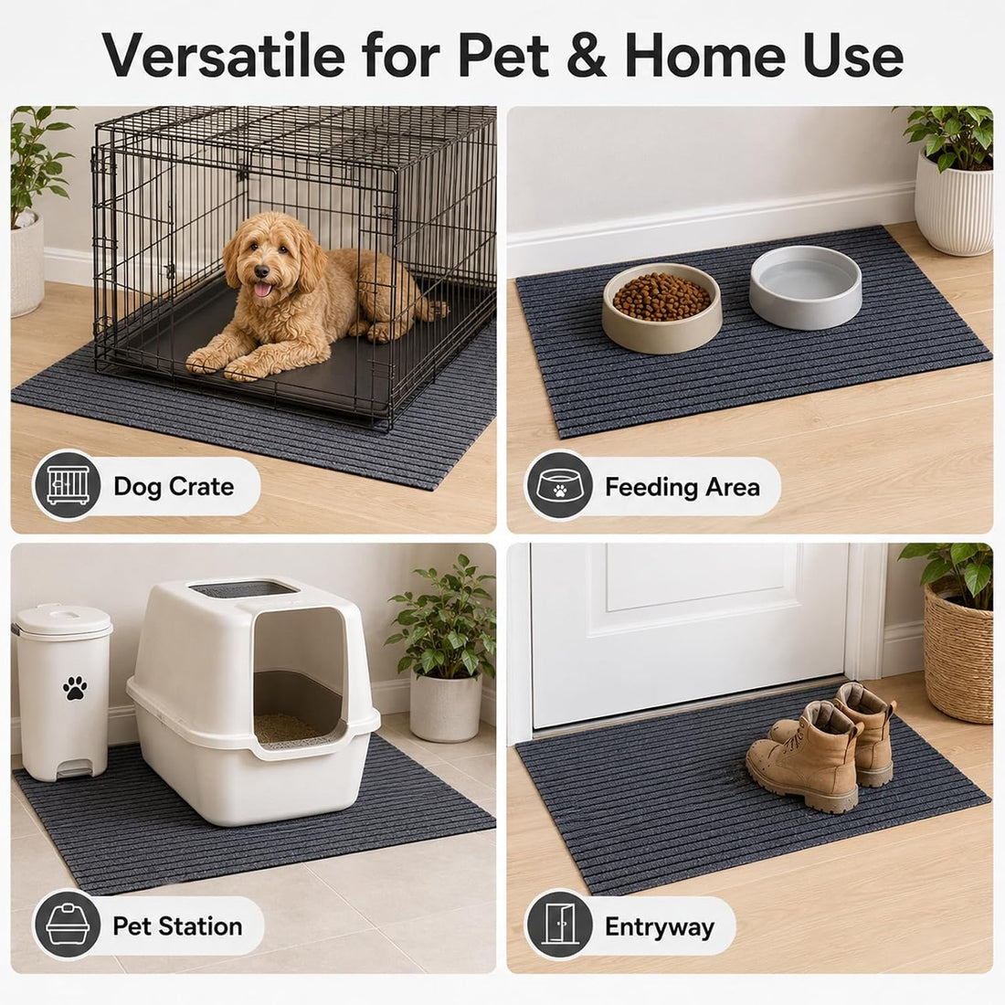 47"x32" Dog Crate Mat, Waterproof Non-Slip Washable Kennel Floor