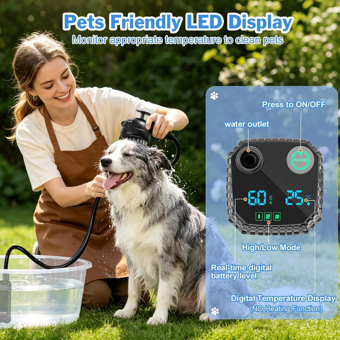 Rechargeable Portable Pet Shower Head Dog Bath Supplies for Indoor