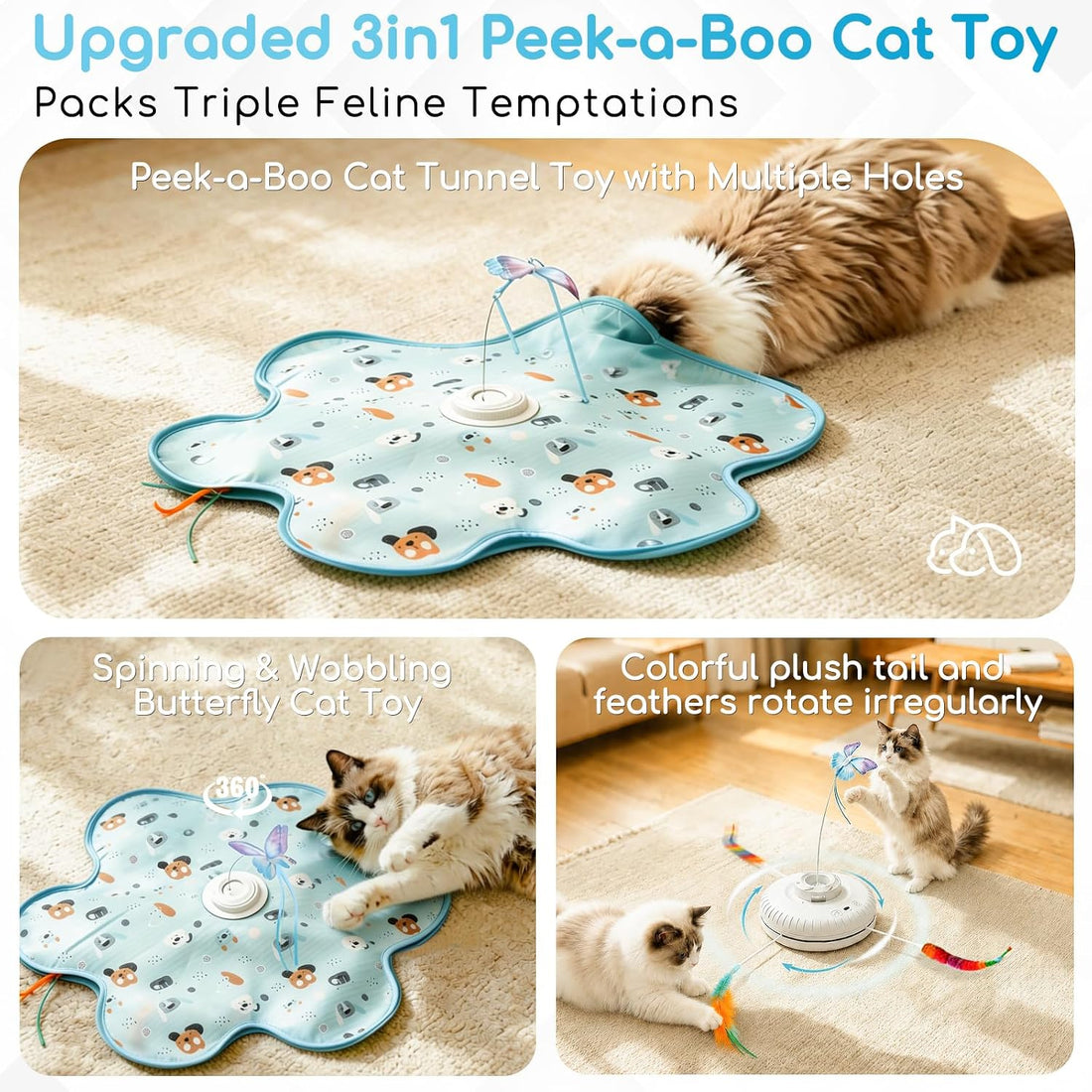 Interactive Cat Toys, Rechargeable with Auto Play and Bird Chirps