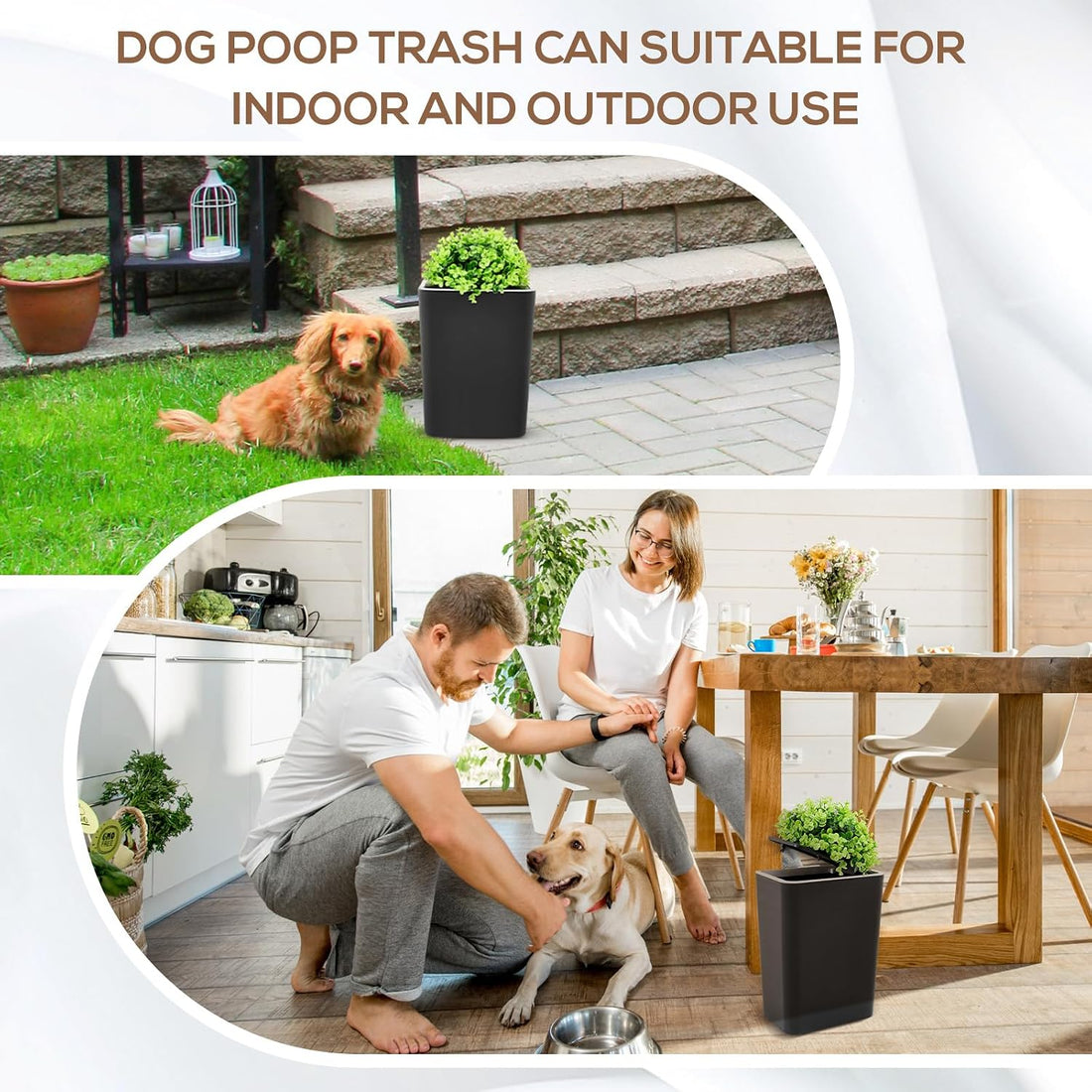 Jingmore Dog Poop Trash Can Outside 3.96 Gal/15 L Plant Styled Dog