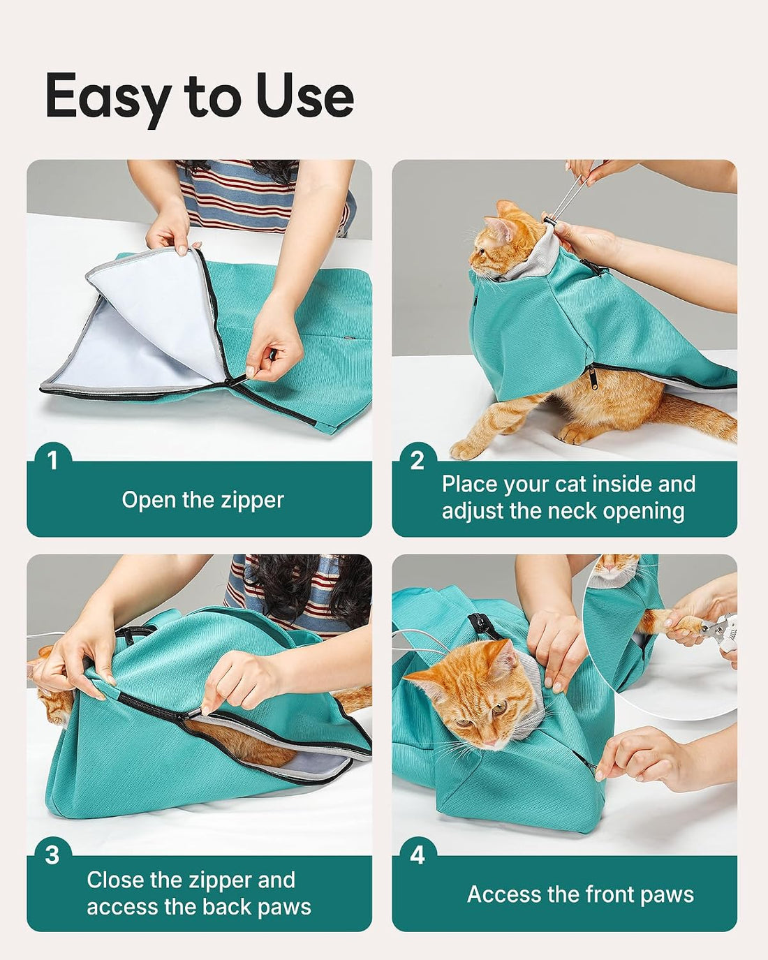Cat Carrier Pouch, Soft Cat Grooming Restraint Bag for Vet Visits