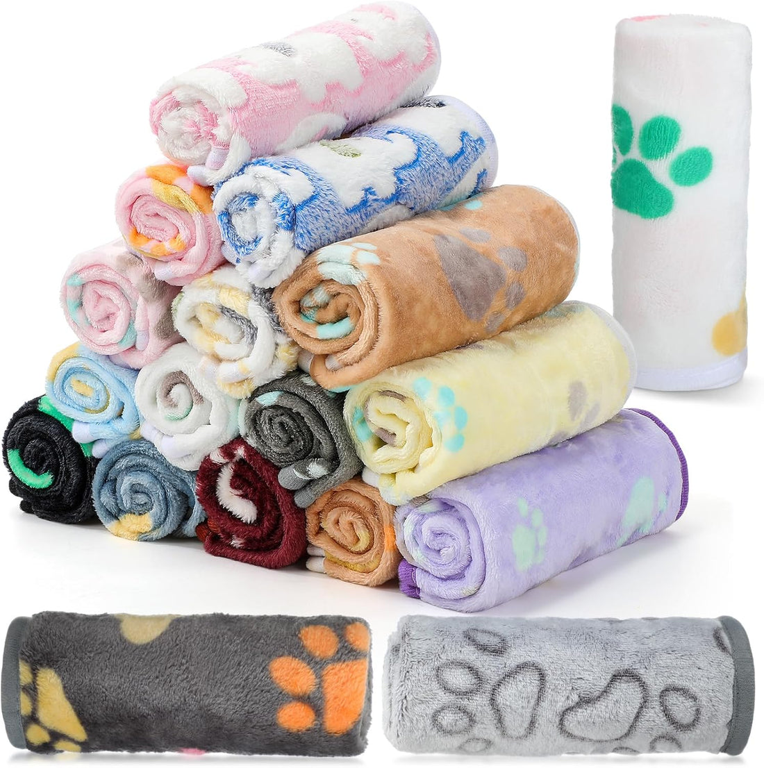 Chumia 18 Pcs Fleece Puppy Blanket for Dog Cat