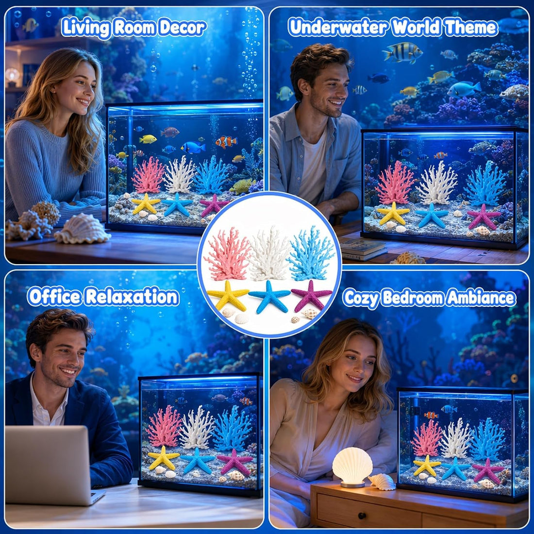 6-Piece Coral Reef Decor, Aquarium Coral Decorations