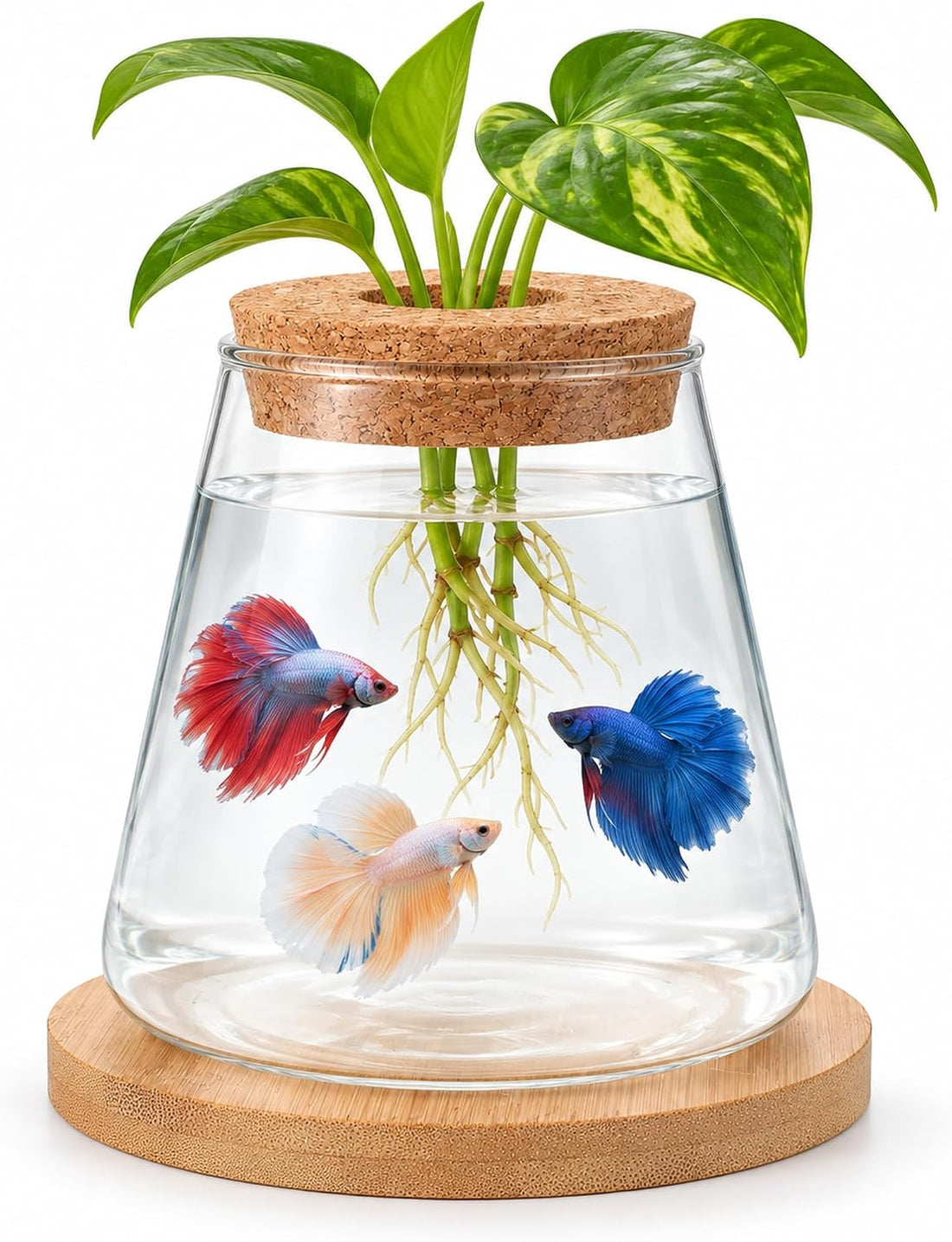 Glass Betta Fish Bowl, Desktop Plant Hydroponic Terrarium Kit 4''