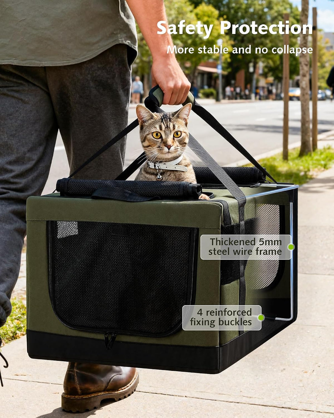 Pecute Large Cat Carrier, Soft Double Pet Crate for 2 Cats Travel