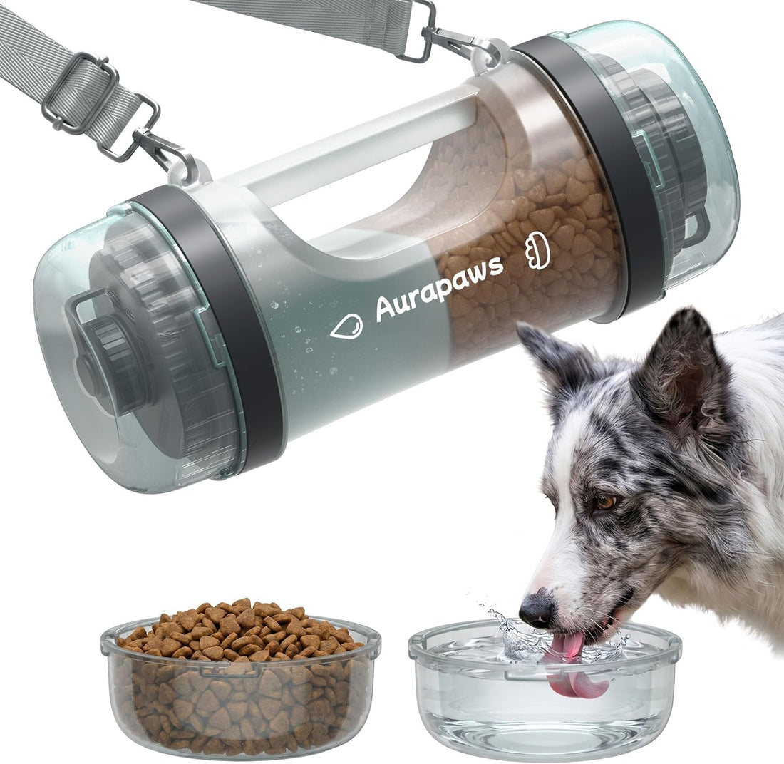 Dog Water Bottle Portable 20.3oz with Food Container & 2 Bowls