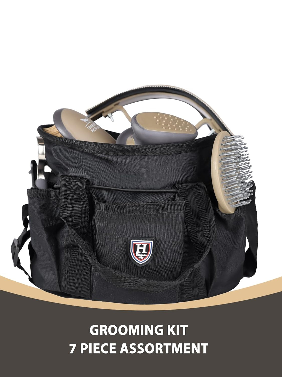 Harrison Howard Horse Grooming Brushes Kit 7 pieces with Organizer