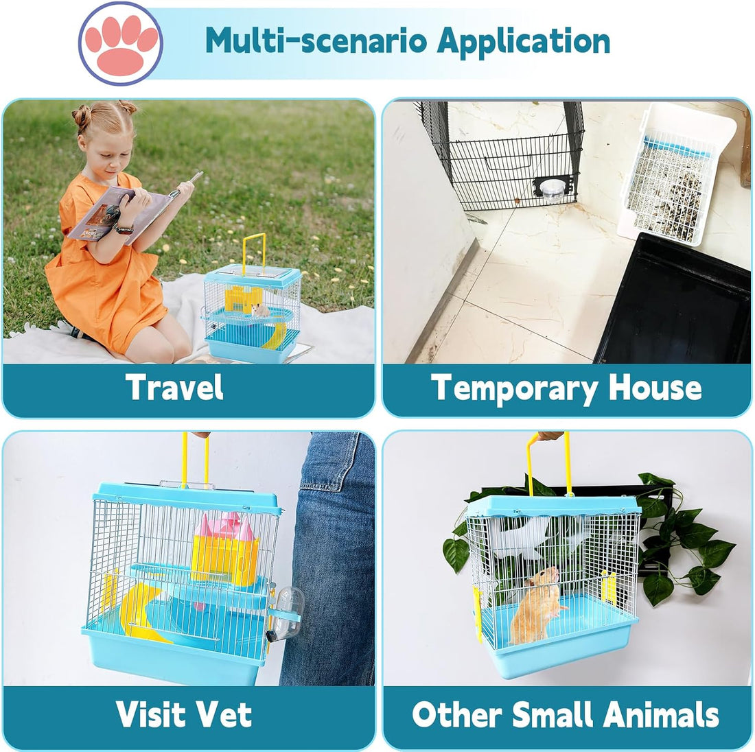 Tfwadmx 2-Tier Portable Dwarf Small Hamster Carrier Travel Cage