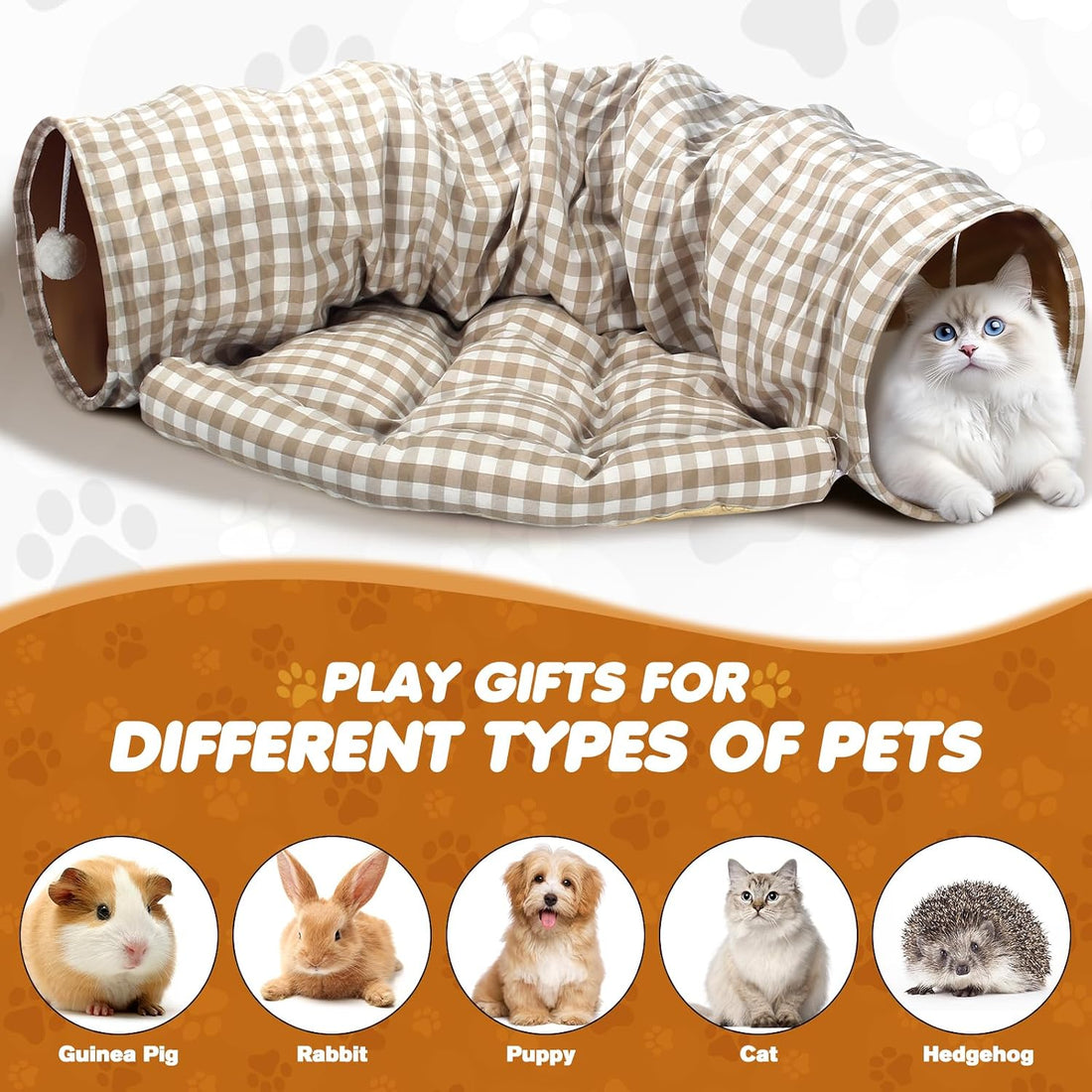 Spardar 2-in-1 Bunny Tunnel Bed, with Removable Mat Hideout