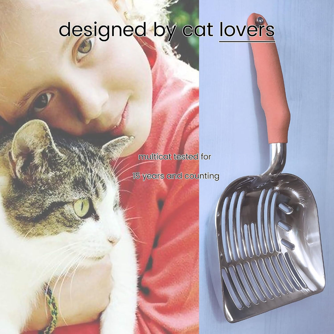 DuraScoop® Premium Multicat Cat Litter Scoop | Solid Metal