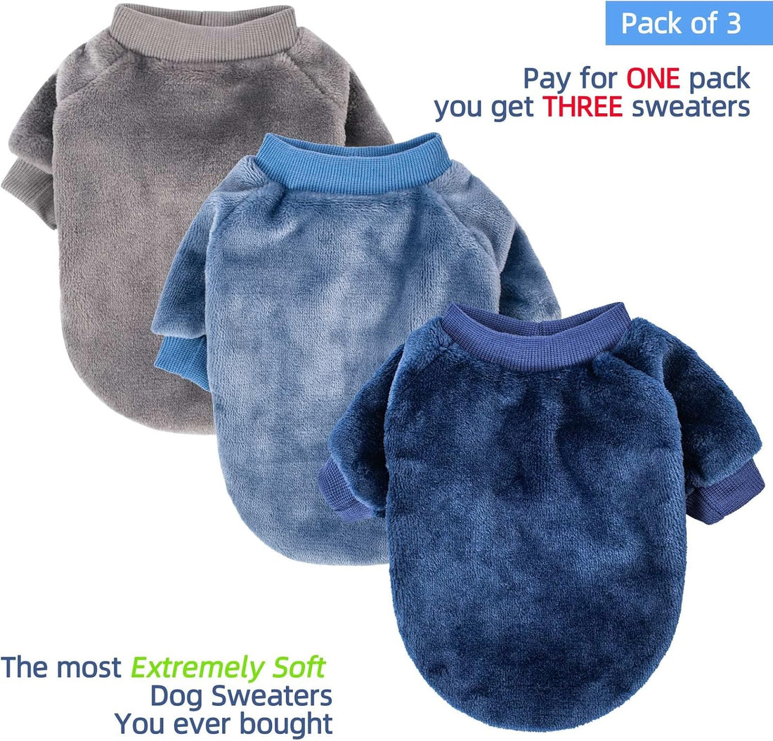 FabriCastle Dog Sweater, 3-Pack Dog & Cat Clothes