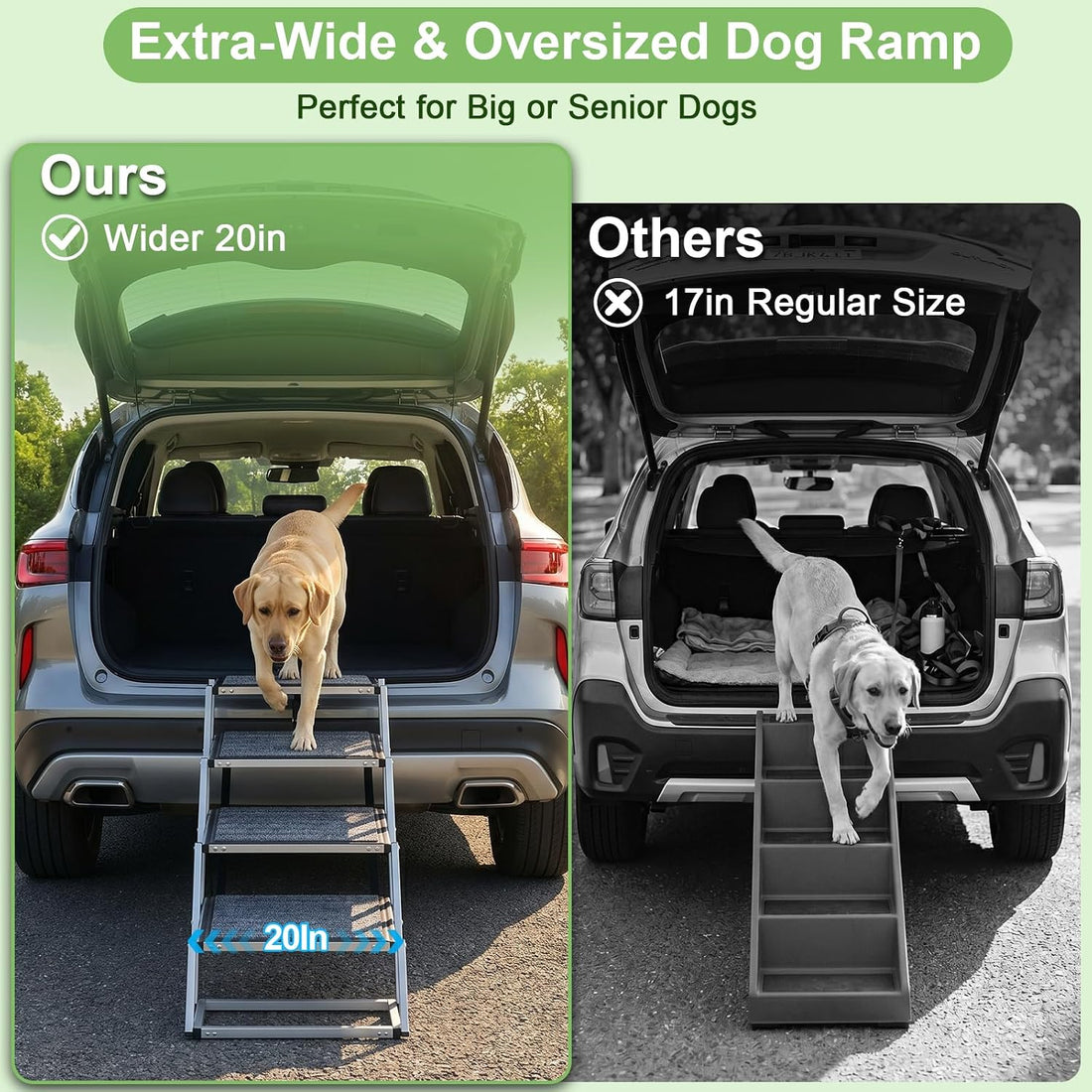 Dog Stairs for Large Dogs Extra Wide 20",Foldable Dog Ramp for Car