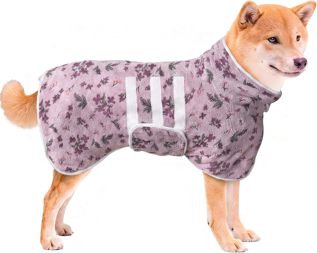 Fast‑Drying Dog Bathrobe, Absorbent Striped Pet Towel