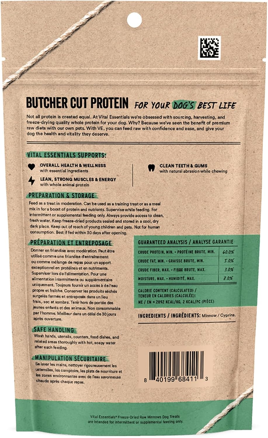 Vital Essentials Freeze Dried Minnows Dog Treats | Single Ingredient