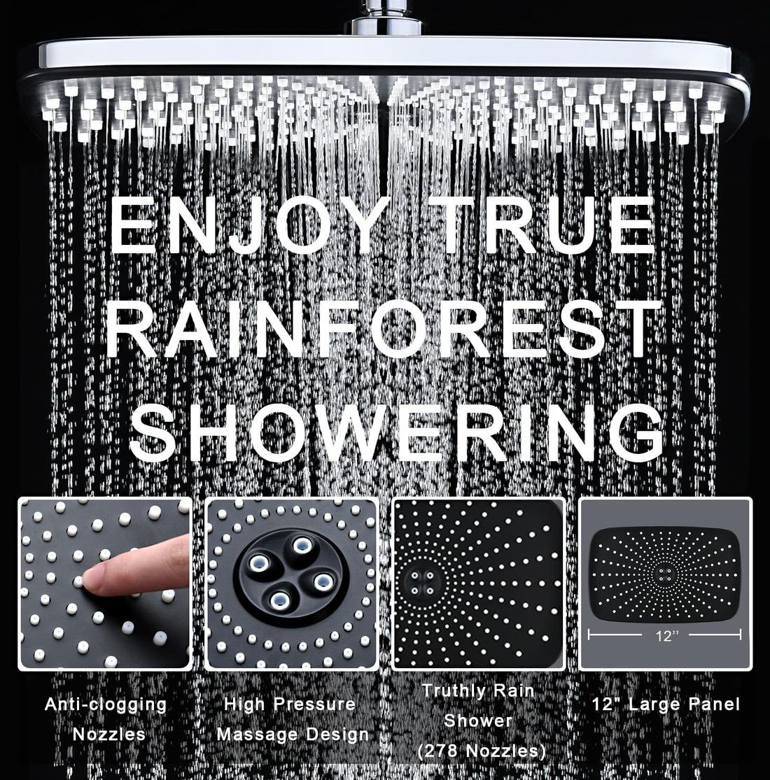 Rain Shower Head with Handheld Showerhead, Chrome 1.8GPM