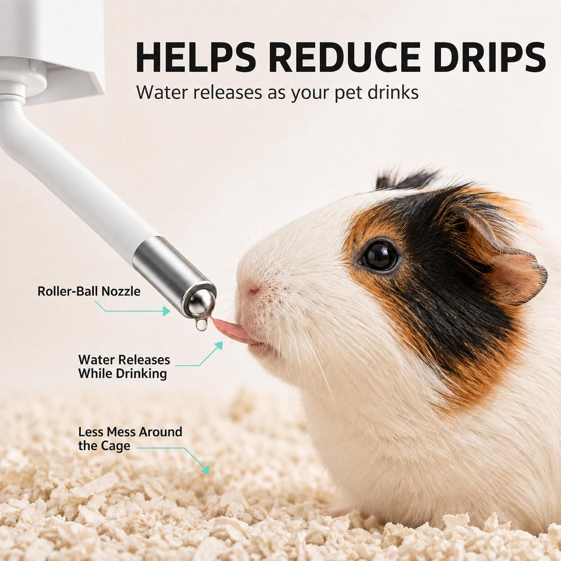 47oz No-Drip Small Pet Water Bottle, 2 Nozzles, Top-Fill Mount