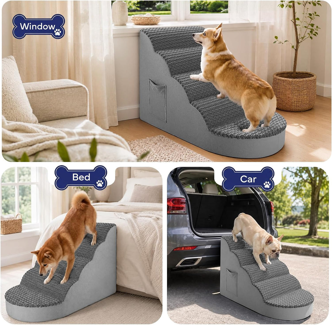 Dog Stairs for Large Dogs, Extra Wide 20" Dog Ramp for Bed
