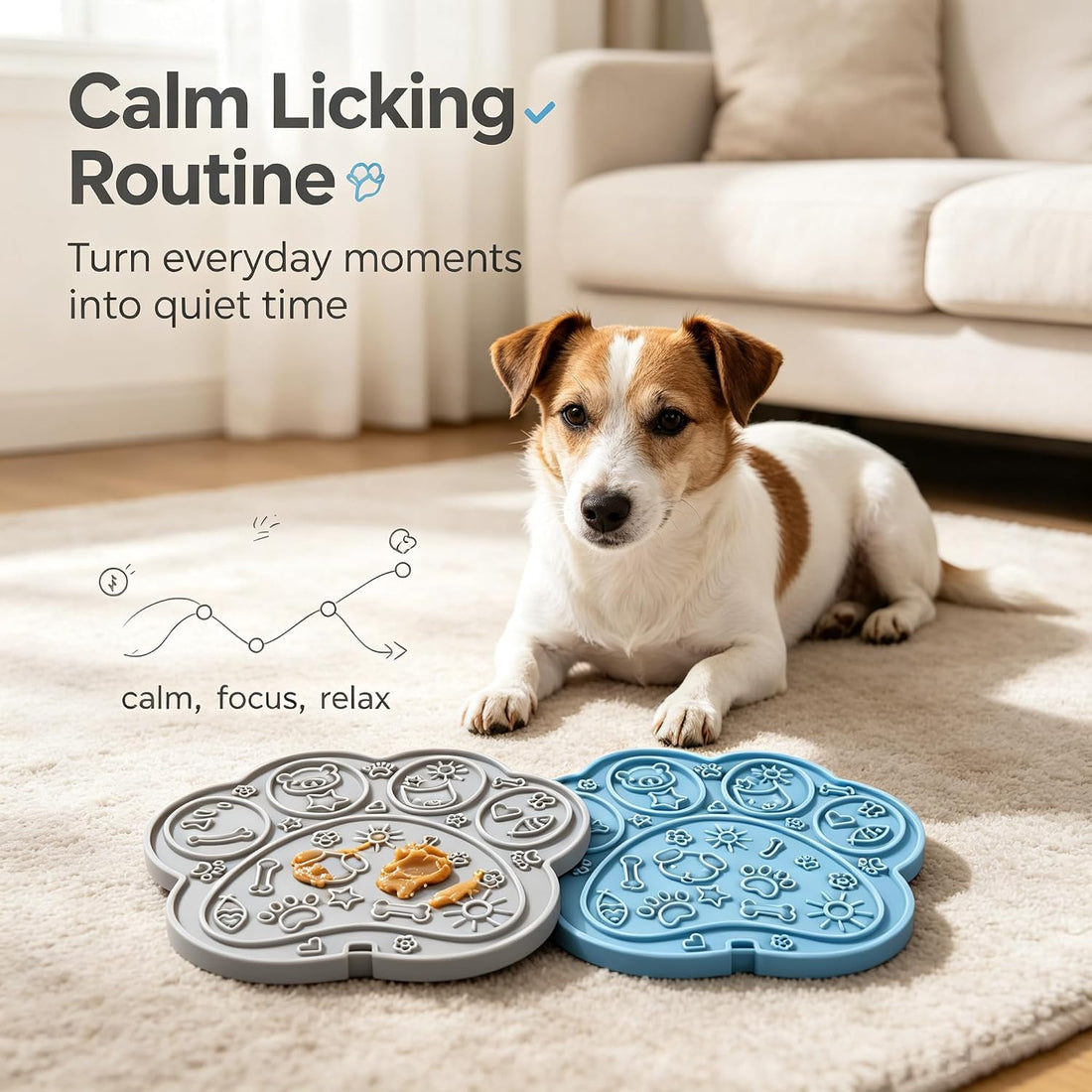 Paw Shaped Lick Mat for Dogs and Cats with Suction Cups 2-Pack