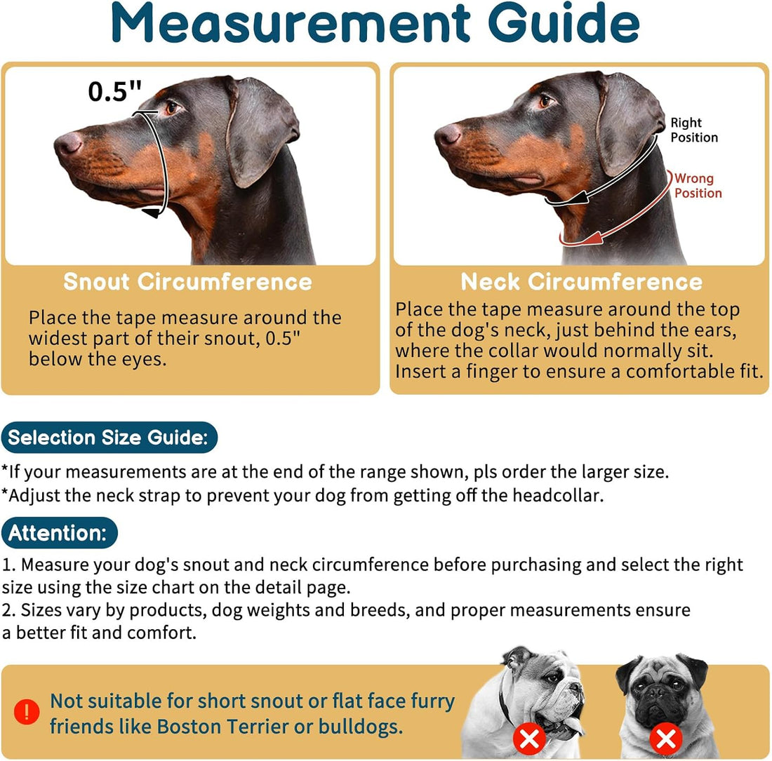 BARKLESS Muzzle Leash for Heavy Pullers, No Pull Stylish Head Halter