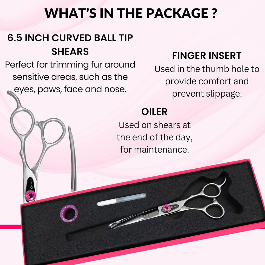 Kenchii Love Dog Grooming Shears, 6.5in Ball Tip Curved