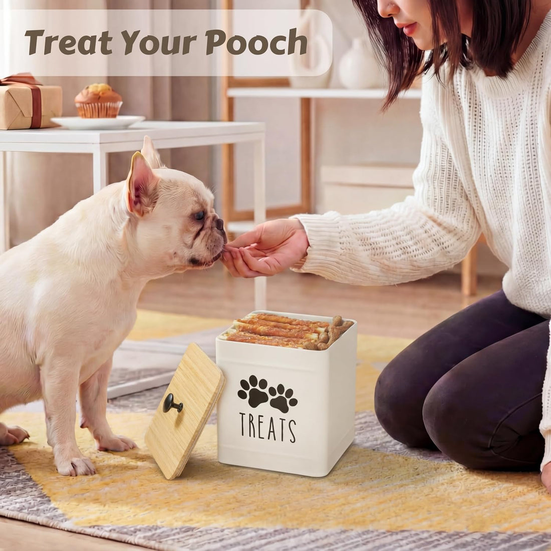 PERFNIQUE Dog Treat Container, Airtight Dog Treat Jar