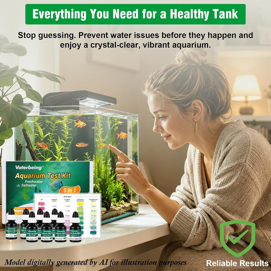 5 in 1 Aquarium Water Master Test Kit, Fish Tank Testing Kit