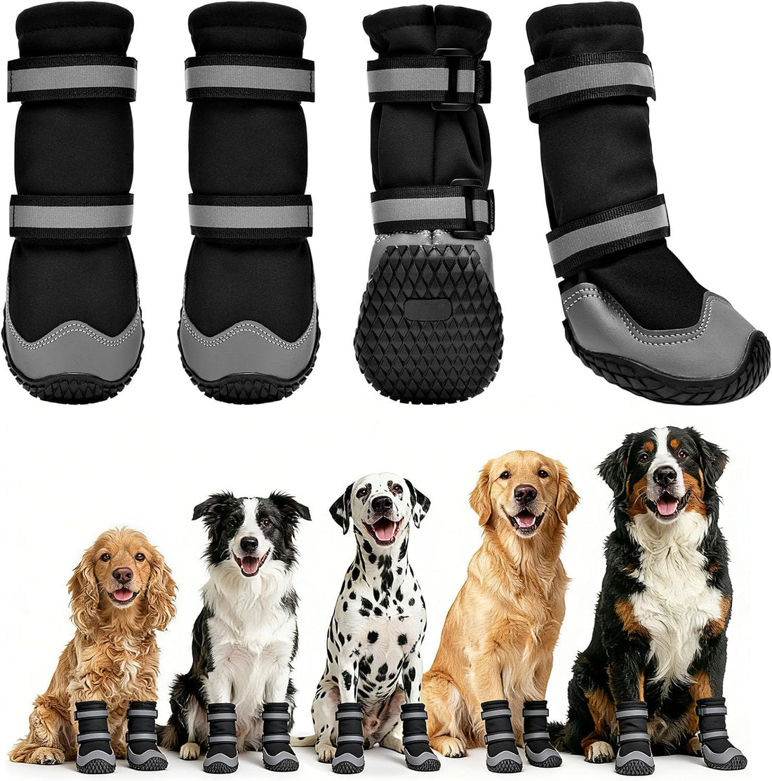 Dimicoo Dog Shoes,Waterproof Dog Boots for Winter,Anti-Slip Dog Snow