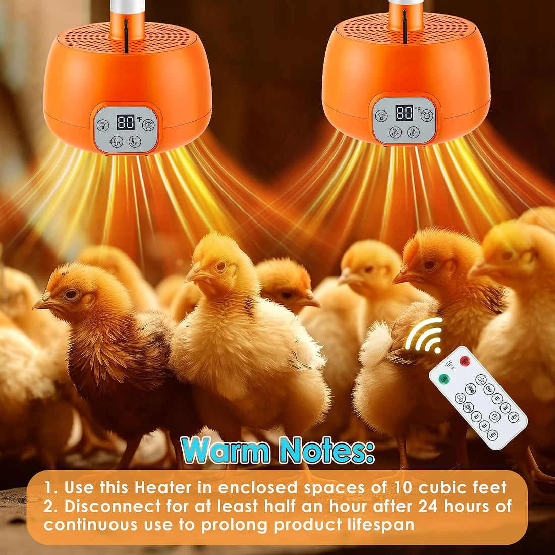 Enhon 2 Pack Chicken Coop Heater with Remote