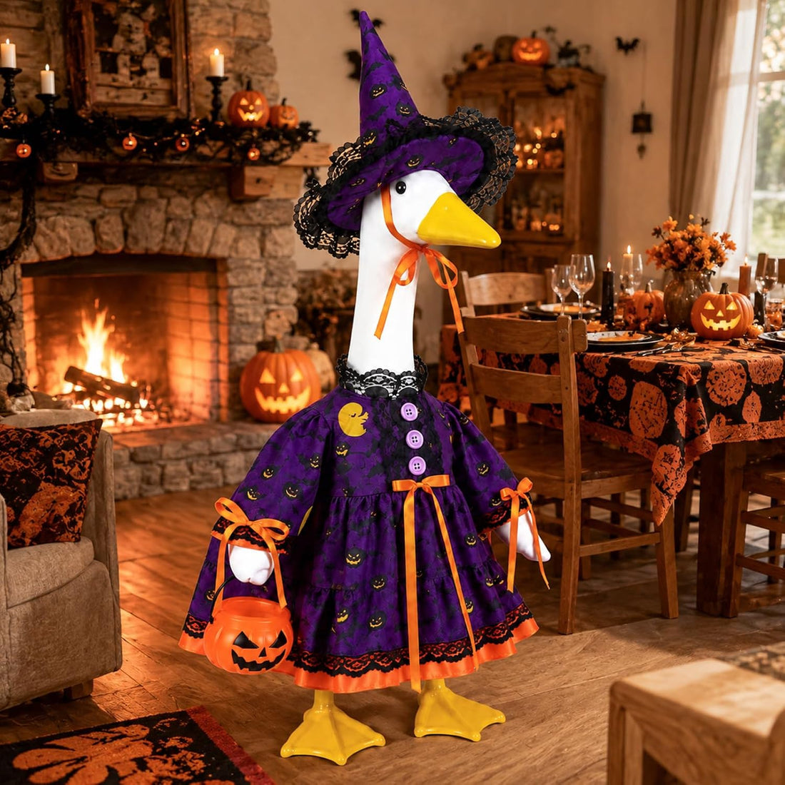 Pumpkin Wizard Porch Goose Outfit for 23" Halloween