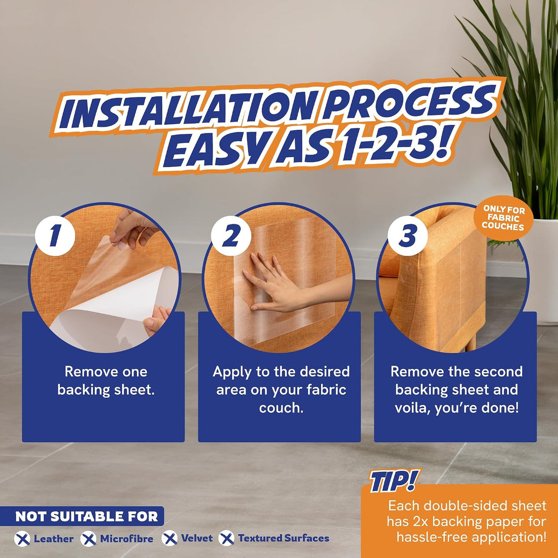 12 Pack Cat Scratch Furniture Protector Tape Sheets