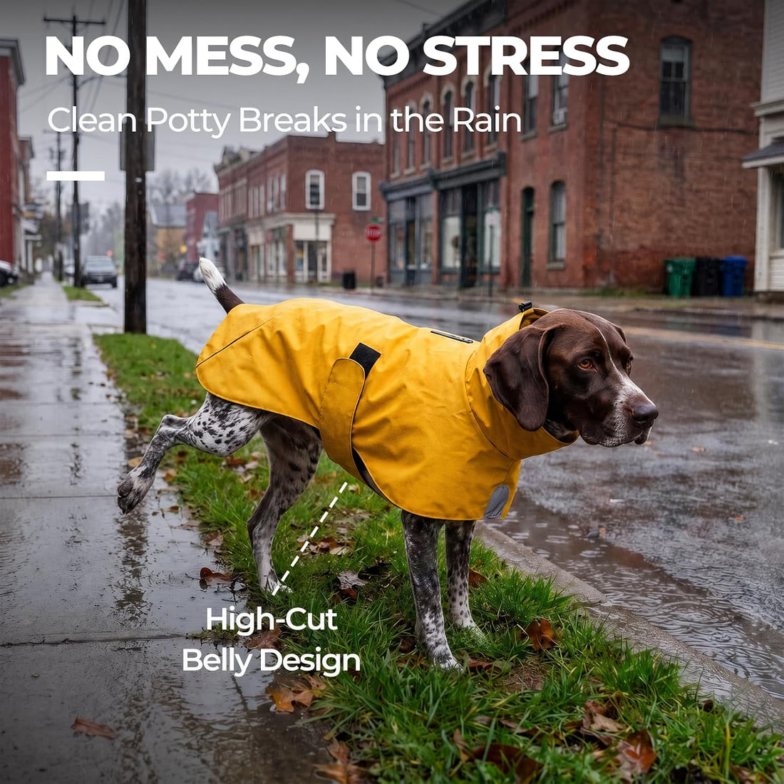 Easy-On PU Dog Raincoat, No Leg Holes (Yellow, XX-Large)