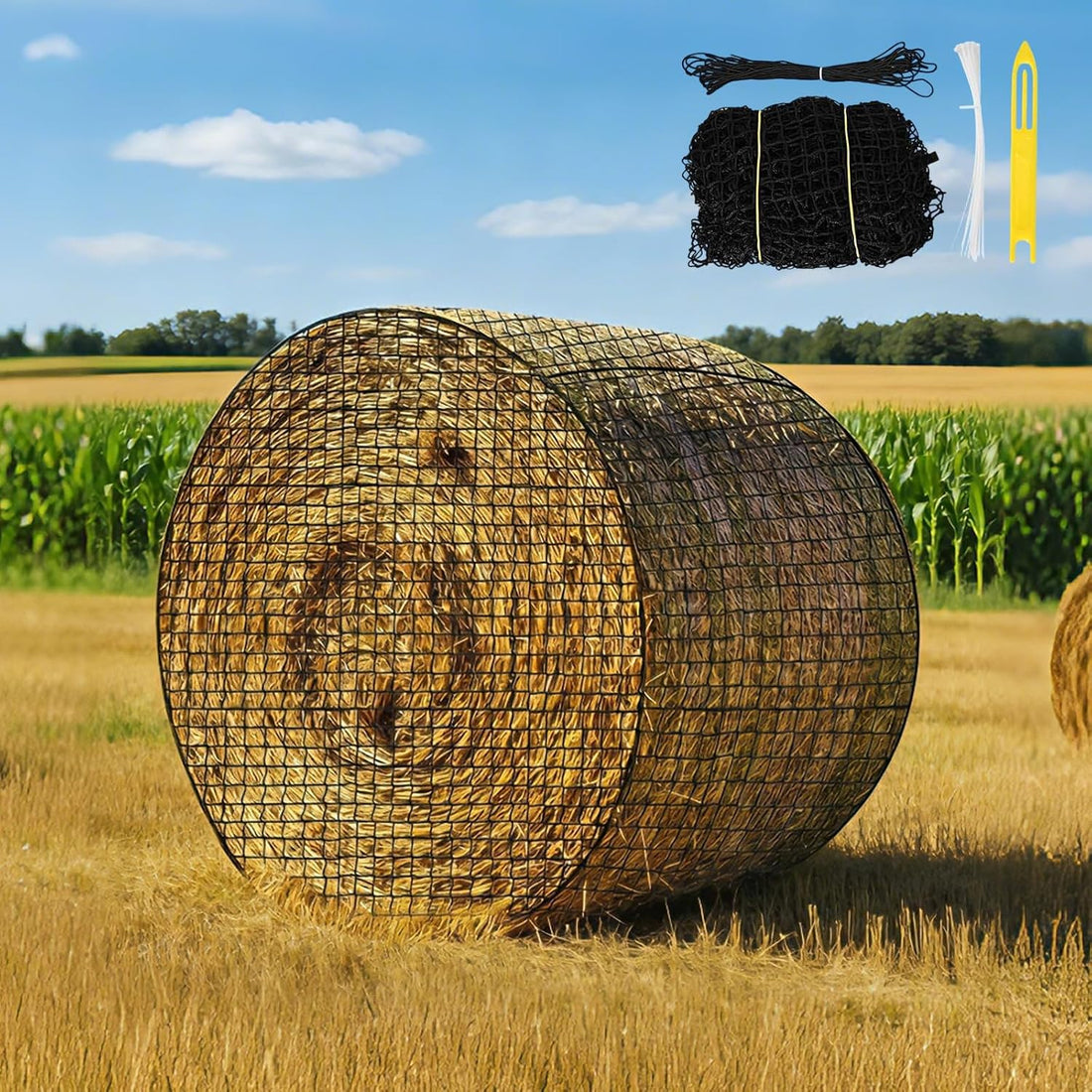 Slow Feed Hay Nets 3 Pack 40-Inch Durable Mesh Hay Bags Feeder