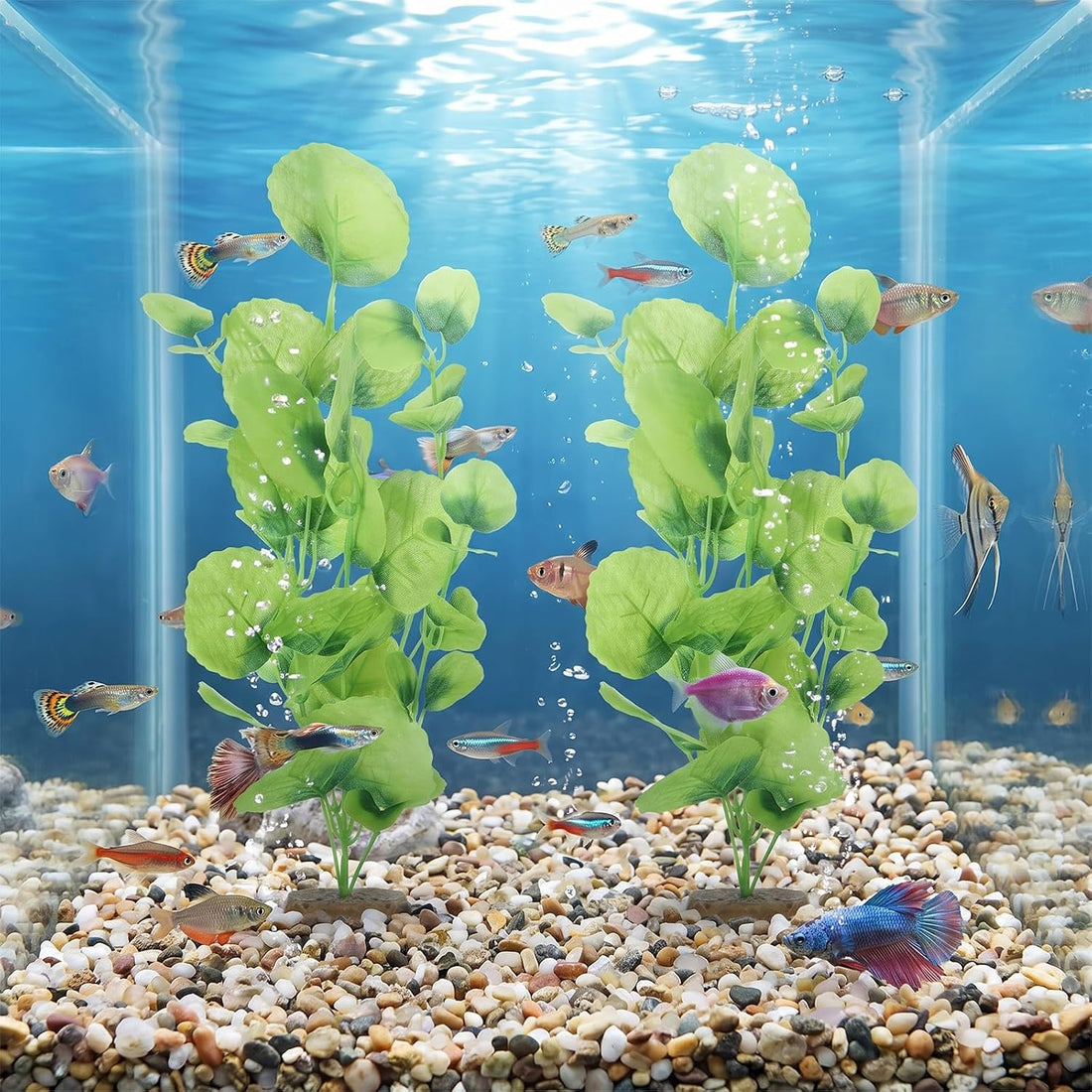 2 Pack 14 Inch Silk Aquarium Plants for Small Tank for Betta Fish