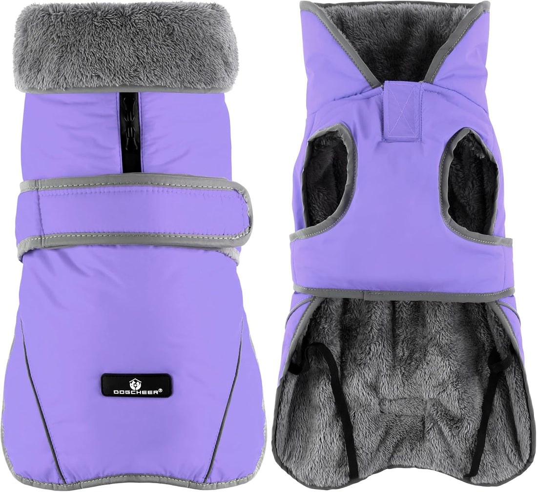 Dogcheer Dog Winter Coat, Waterproof Dog Jacket with Zipper Leash