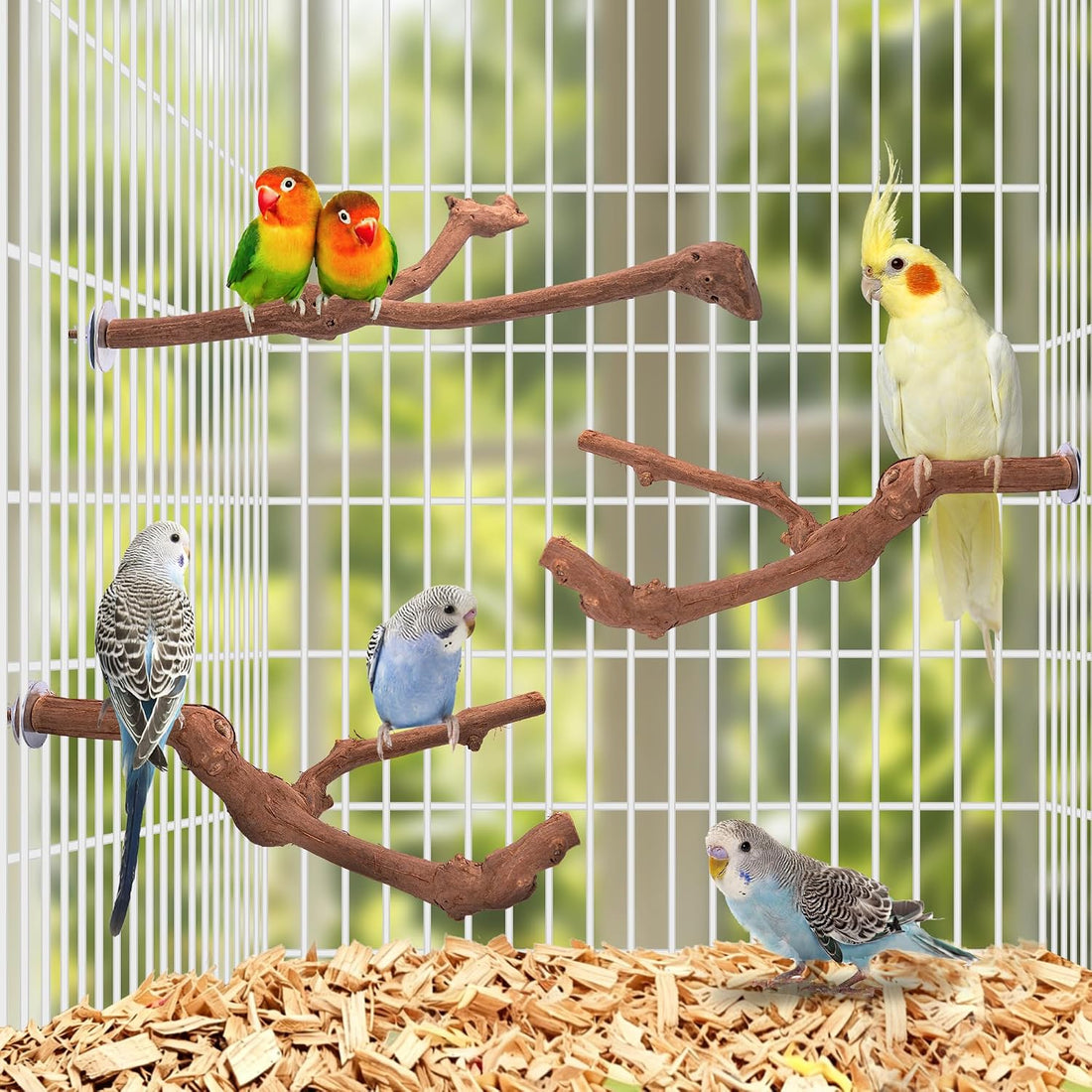 3PCS Bird Perch Natural Grape Stick Chewable Bird Stand Paw Grinding