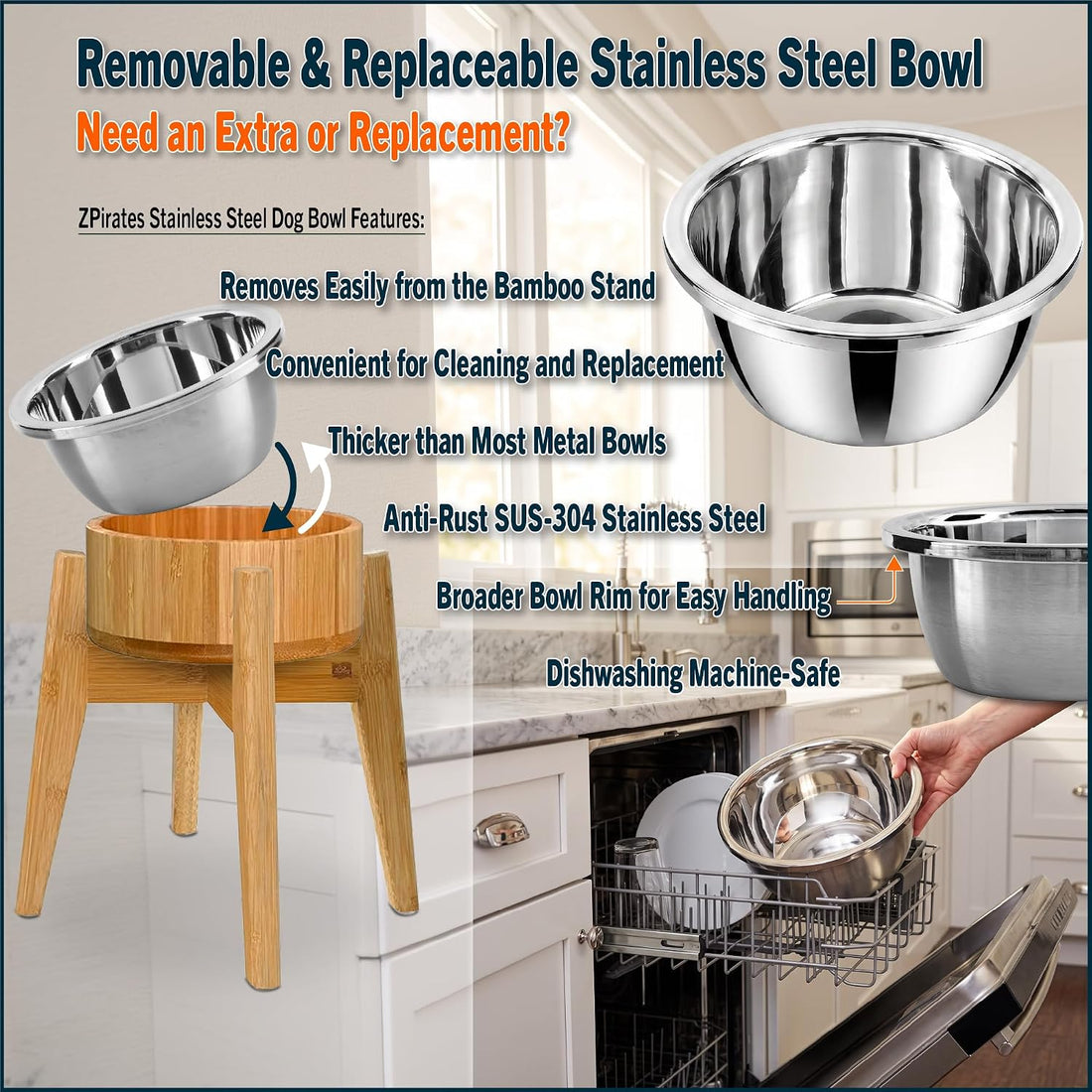 Elevated Dog Bowls for Large Breed - Raised Food/Water Bowl with Stand
