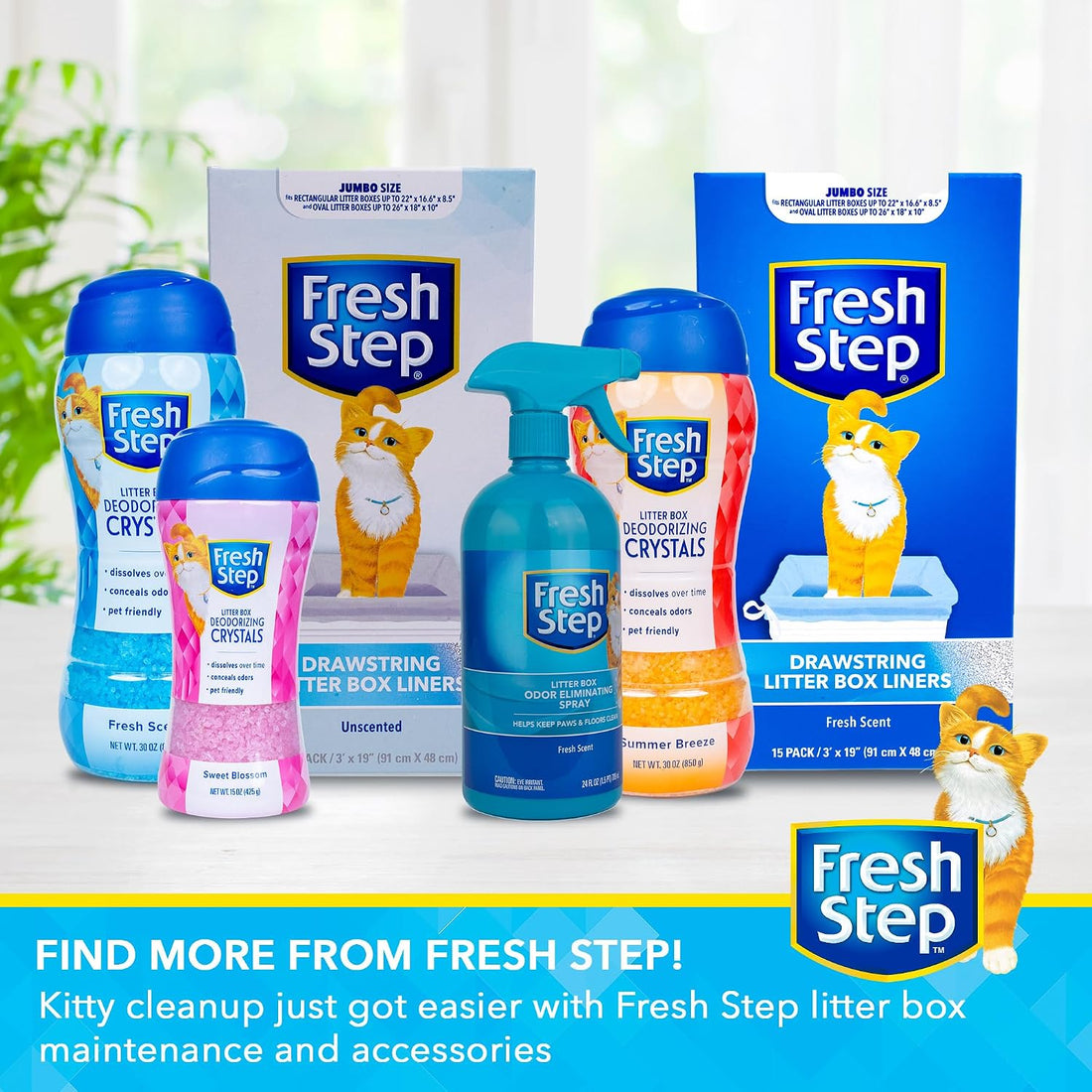 Fresh Step Drawstring Cat Litter Liners, Unscented, 2.5 ft x 17 in