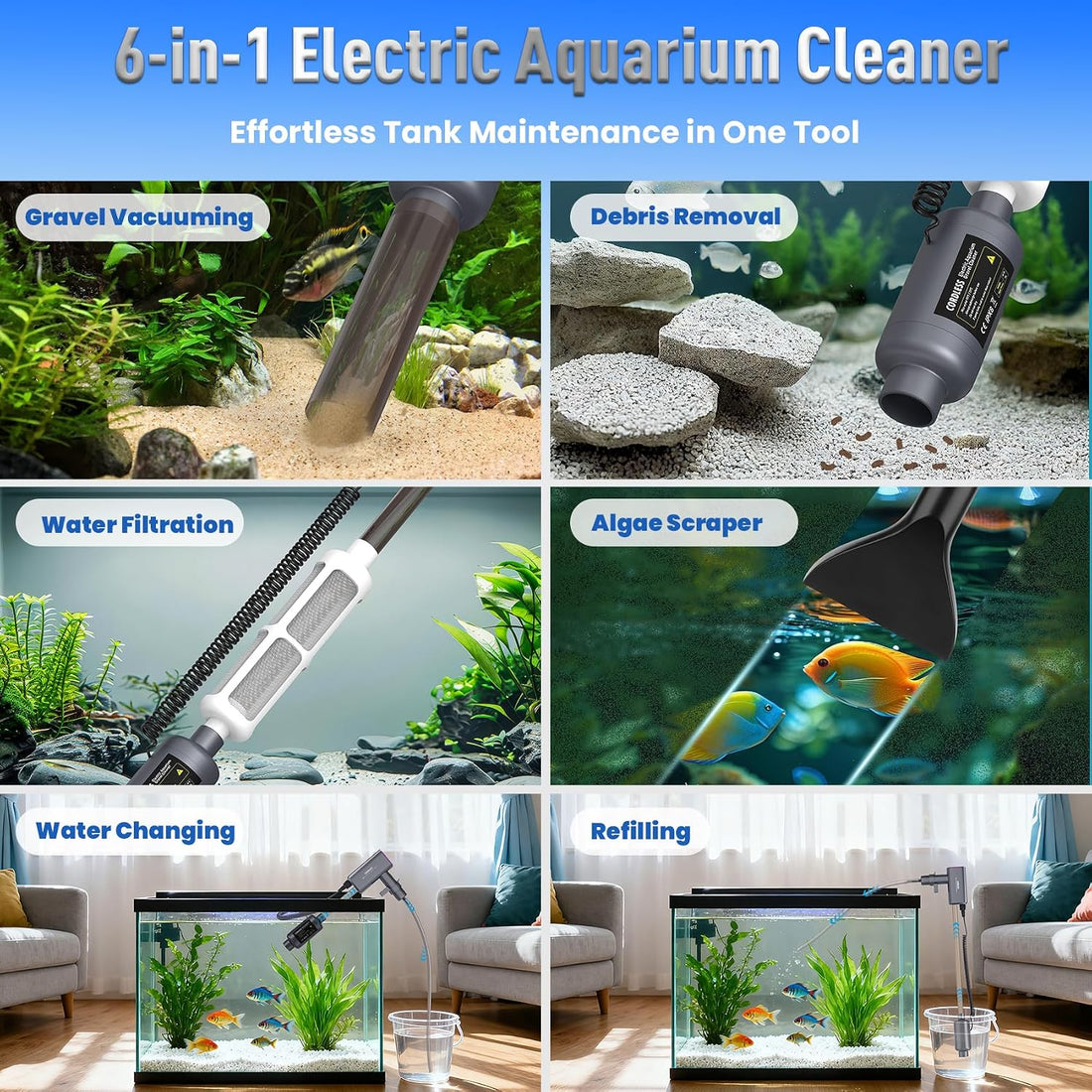 Cordless Aquarium Gravel Cleaner