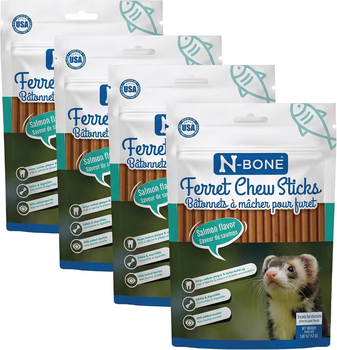 N-Bone Ferret Chew Sticks, Salmon Flavor