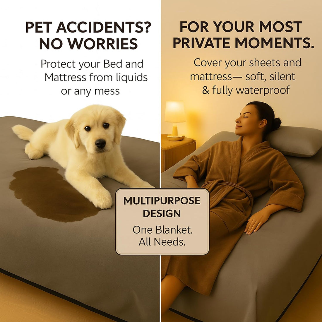 Callarome Waterproof Blanket for Bed & Couch Protection, Grey, 80"x90"