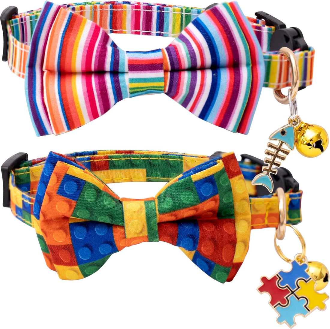 Faygarsle 2 Pack Breakaway Halloween Cat Collar Ghosts Pattern