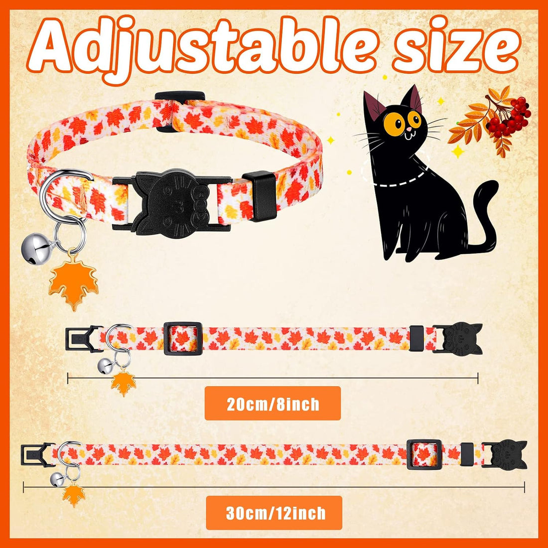 Sanwuta 8 Pcs Halloween Cat Collars Breakaway with Bell