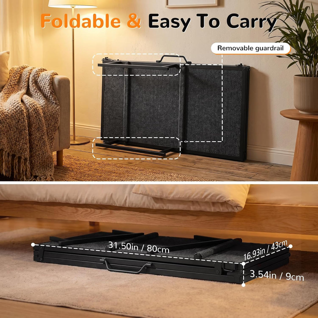 Dog Ramp for Bed Couch, 63" Long Foldable Pet Ramp for Small to Large