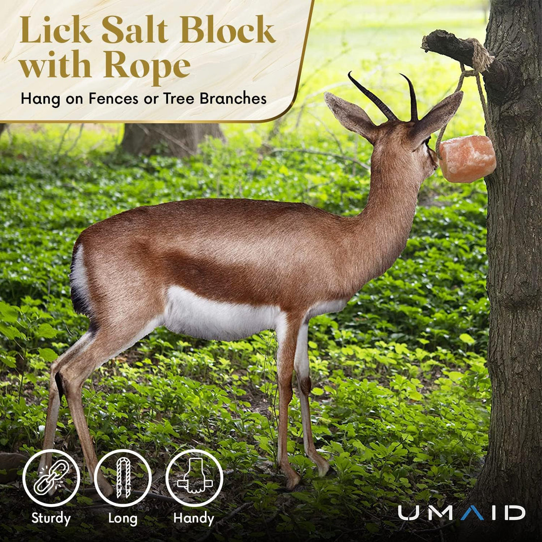 UMAID Himalayan Salt Lick 6 lbs on Rope for Horse, Deer