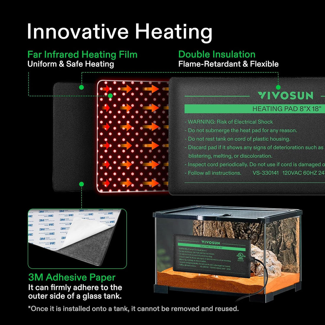 VIVOSUN Reptile Heating Pad 6x8 Inch with Thermostat Combo