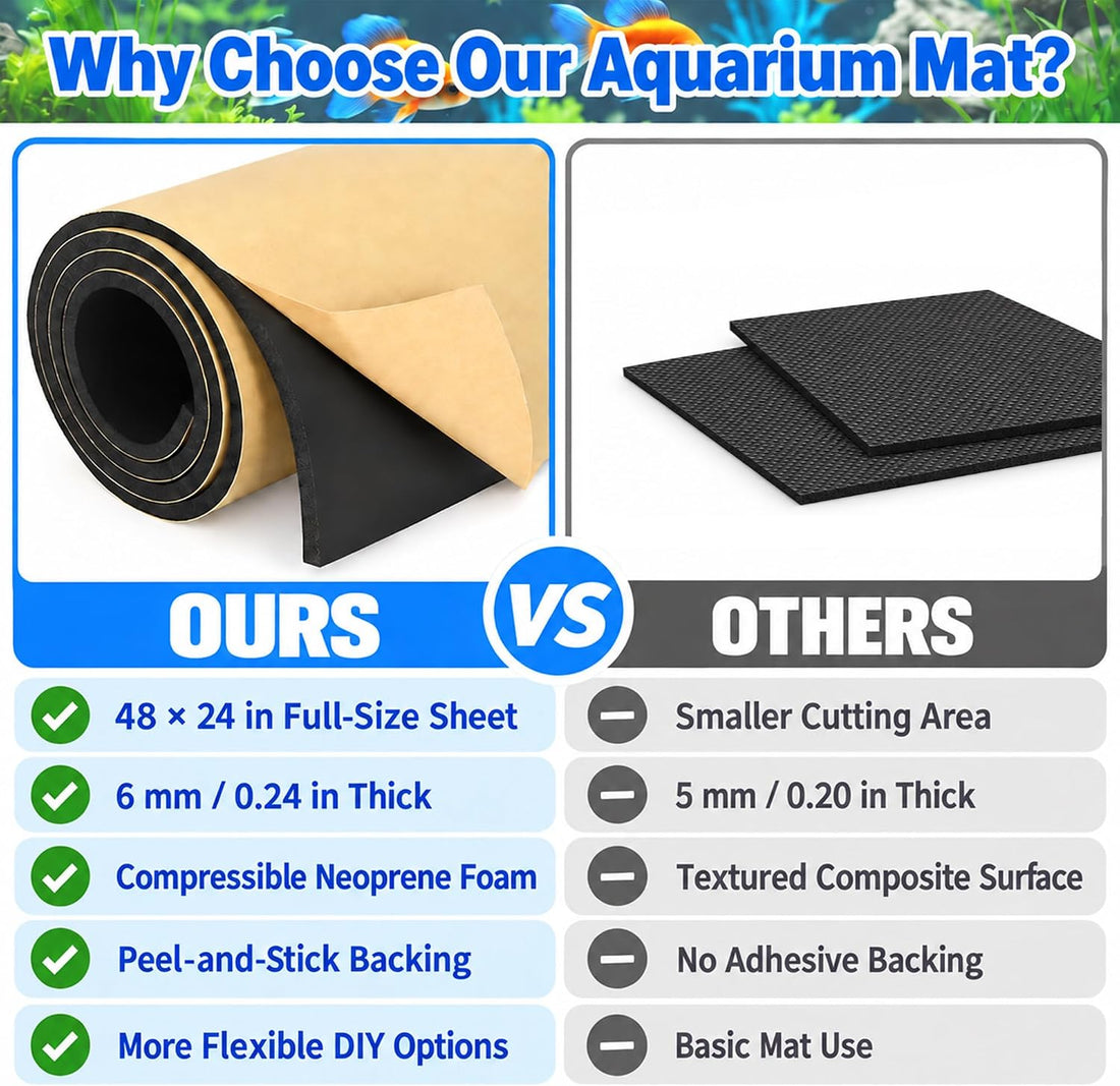 48 x 24 Inch Aquarium Self Leveling Mat, 6mm Thick DIY Neoprene Pad