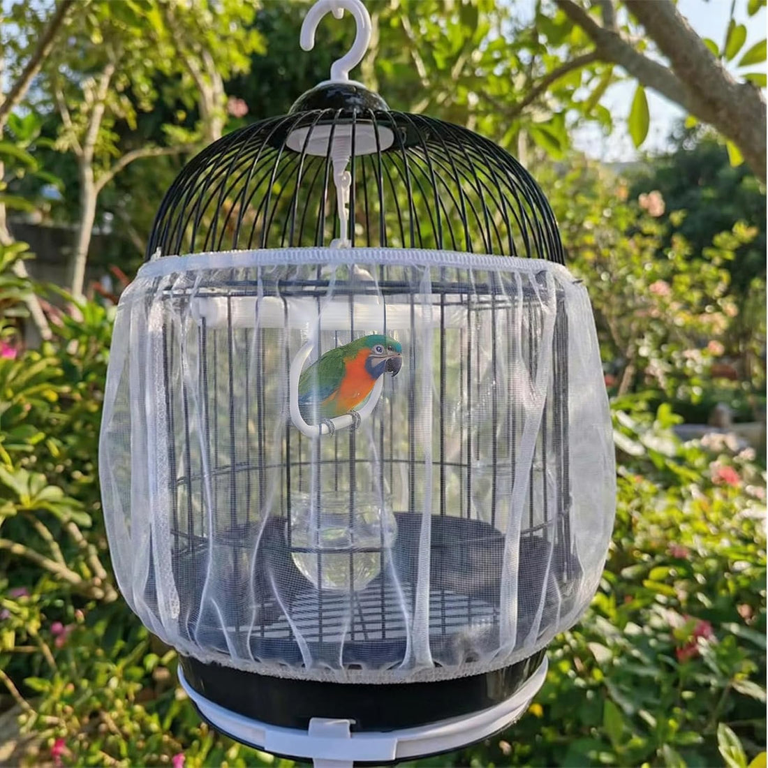 2 Pcs Bird Cage Seed Catcher, Adjustable Bird Cage Net Cover