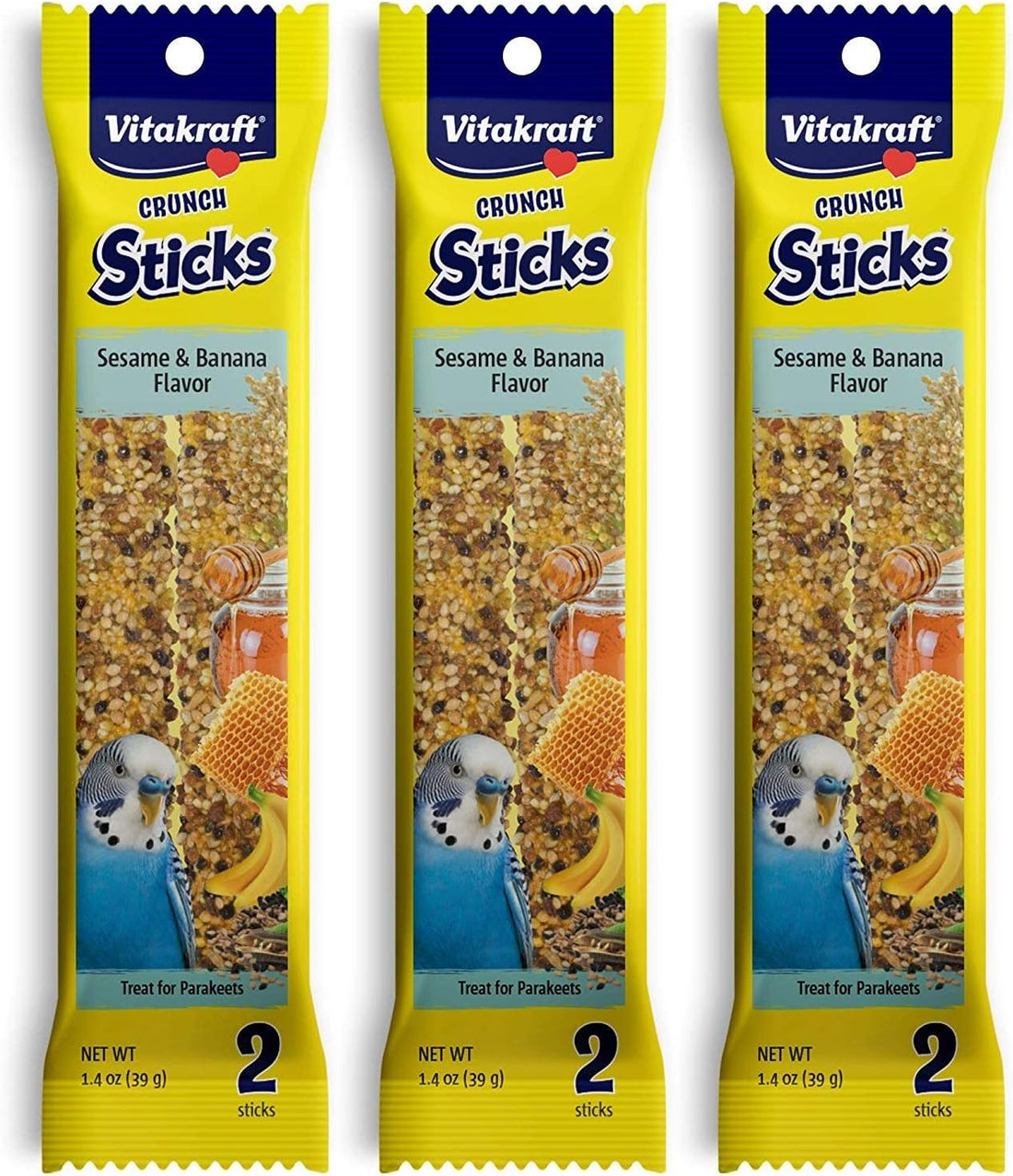 Vitakraft Banana Sticks Parakeet Treat - 2 Pack [Set of 3]