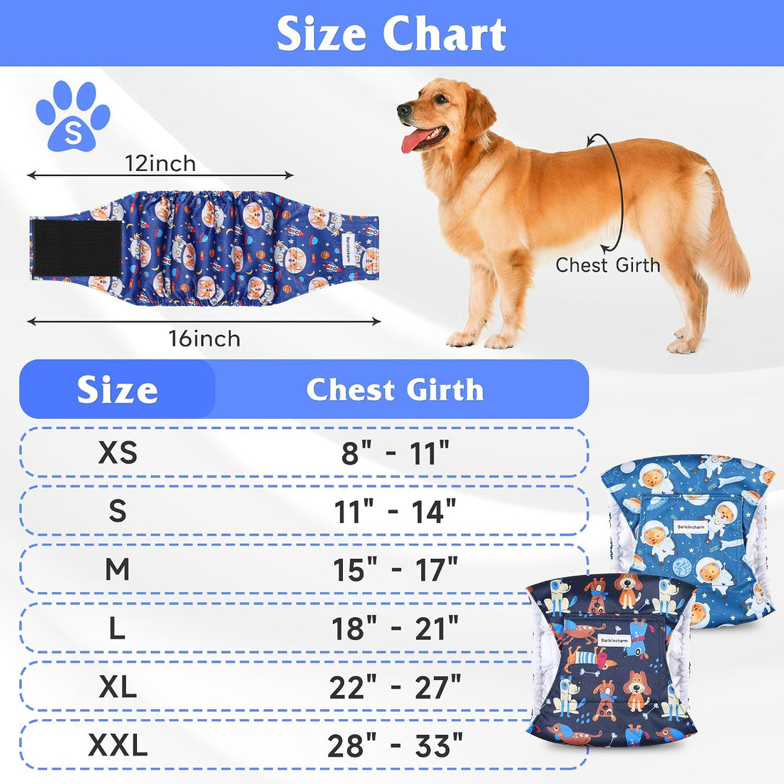 5 Pack Dog Diapers Male, High Absorbing Dog Wraps